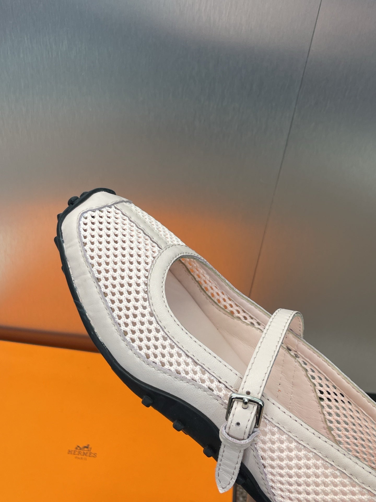 KICHU BALLET FLAT IN LIGHT PINK CROCHET KNIT AND CALFSKIN、mysite、Cacoeks