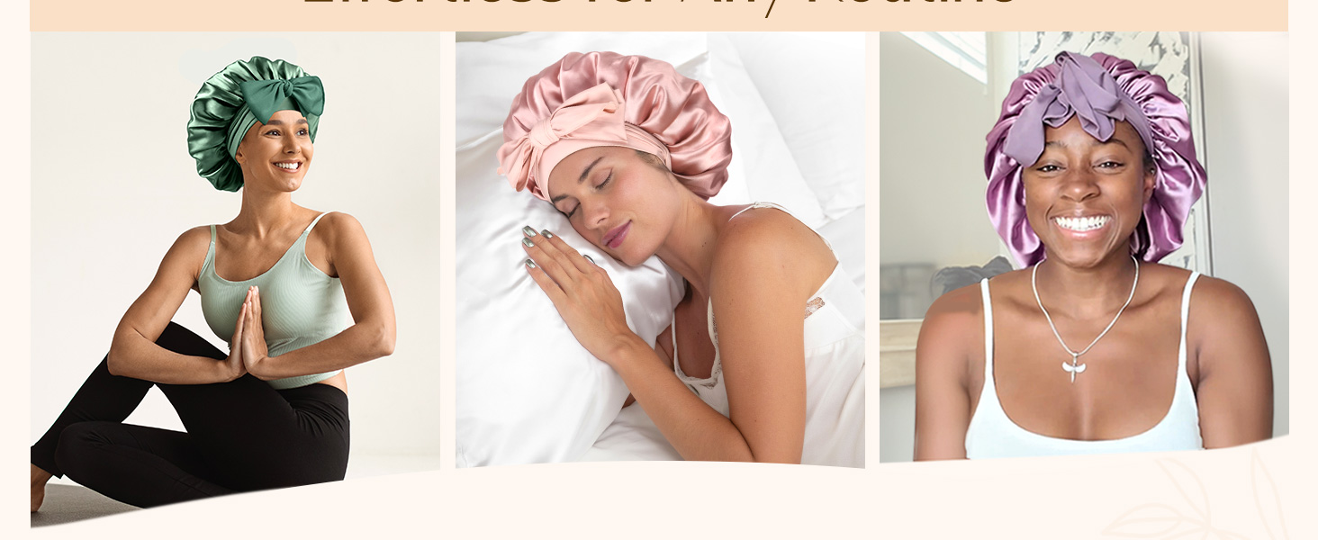 satin bonnet for sleeping, yoga