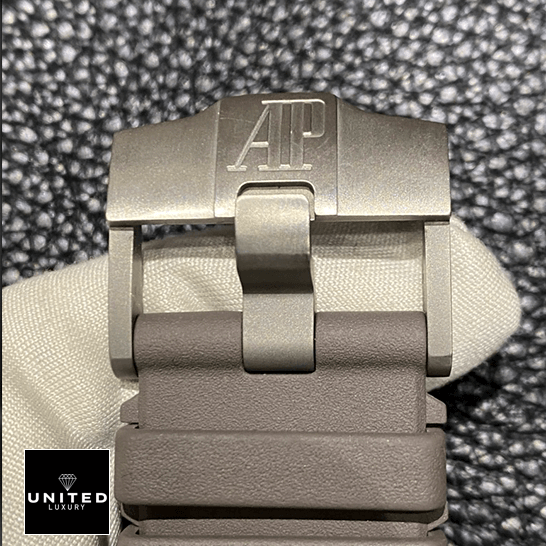 Audemars Piguet Royal Oak Grey Rubber Bracelet Replica steel clasp on the hand