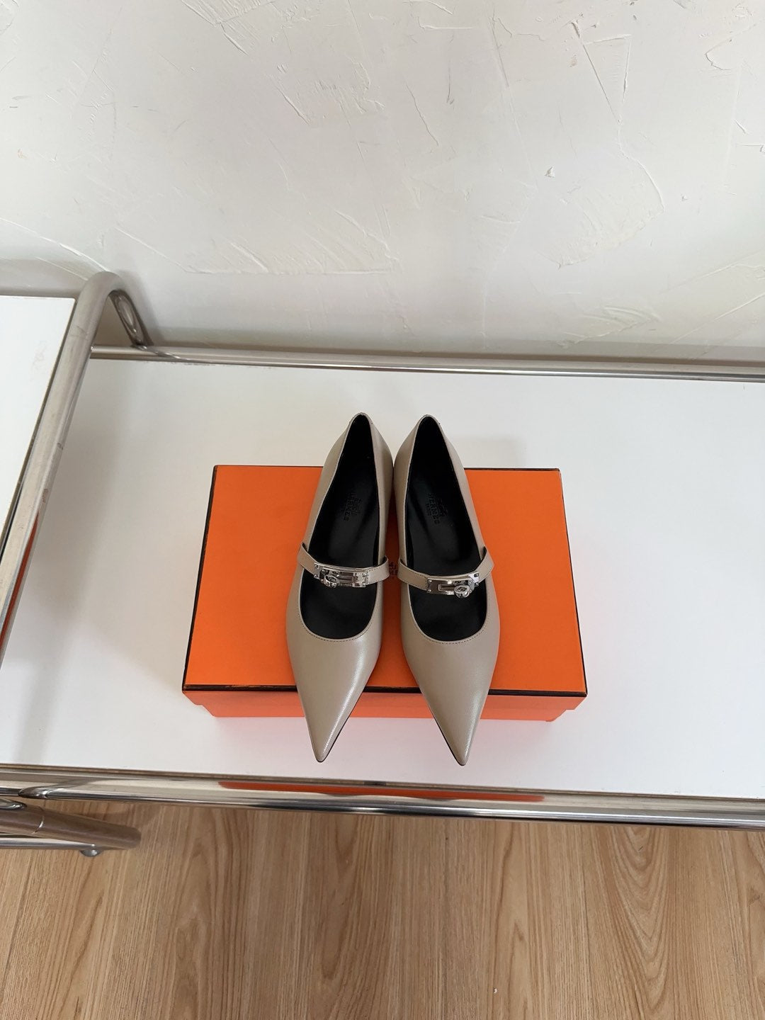 KIARA FLAT PUMP IN KHAKI BROWN CALFSKIN、mysite、Cacoeks