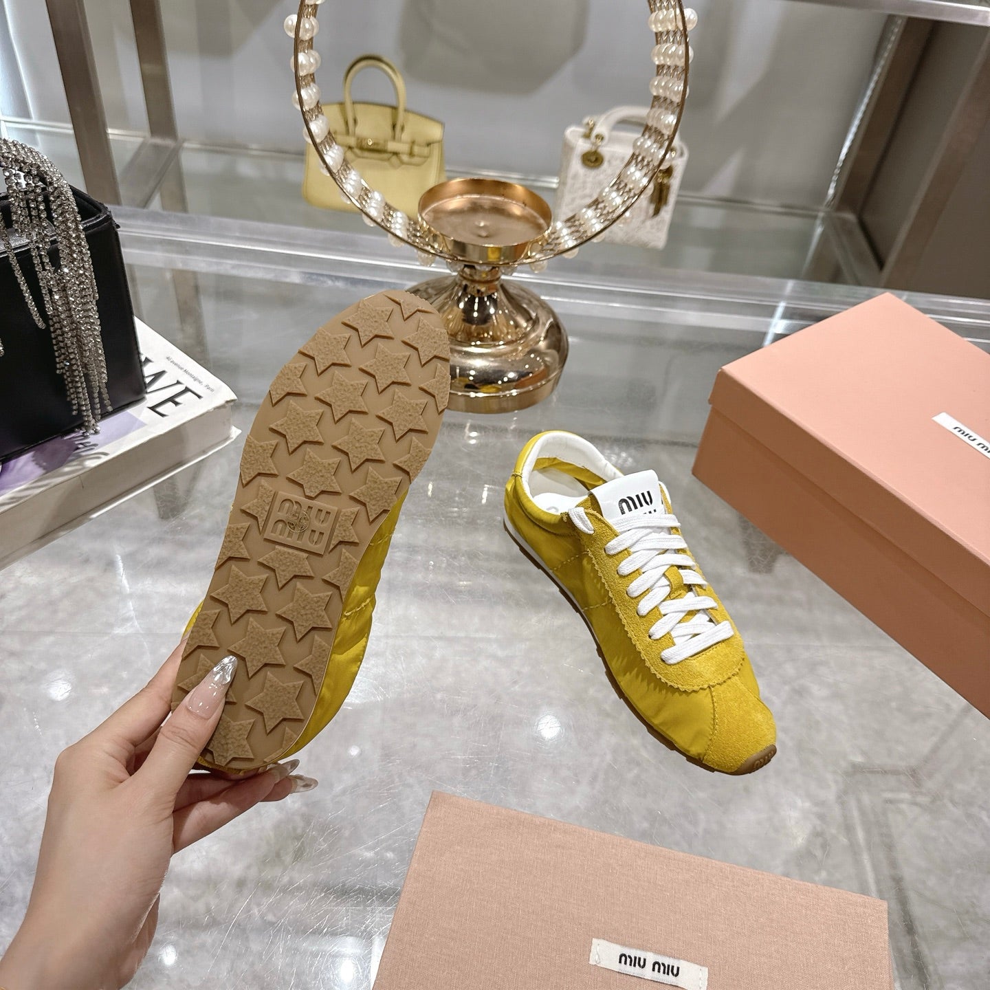 PLUME NAPPA SNEAKERS IN YELLOW SUEDE AND CANVAS、mysite、Cacoeks