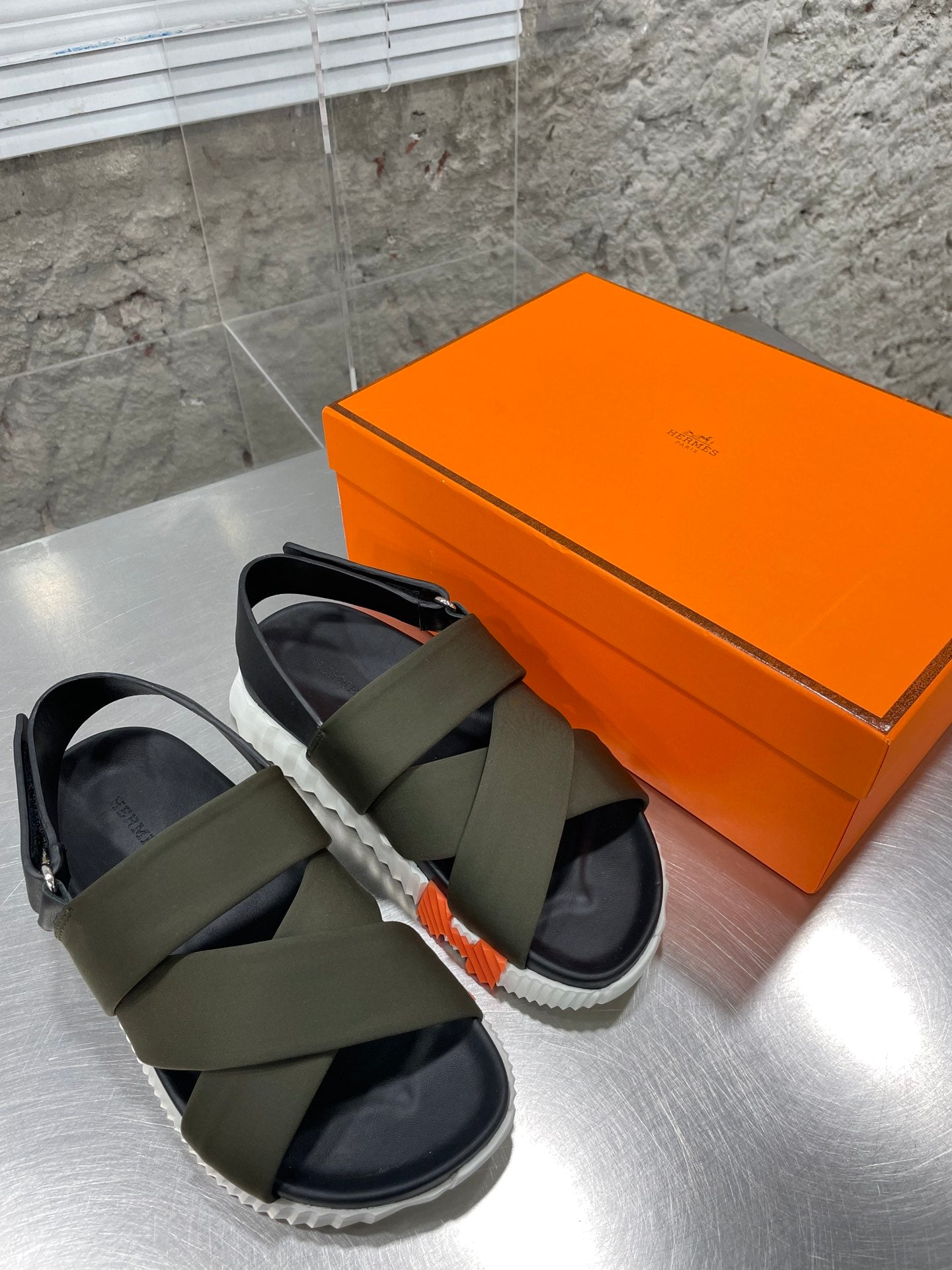 ELECTRIC SANDAL BLACK MIX DARK ARMY CALFSKIN、mysite、Cacoeks