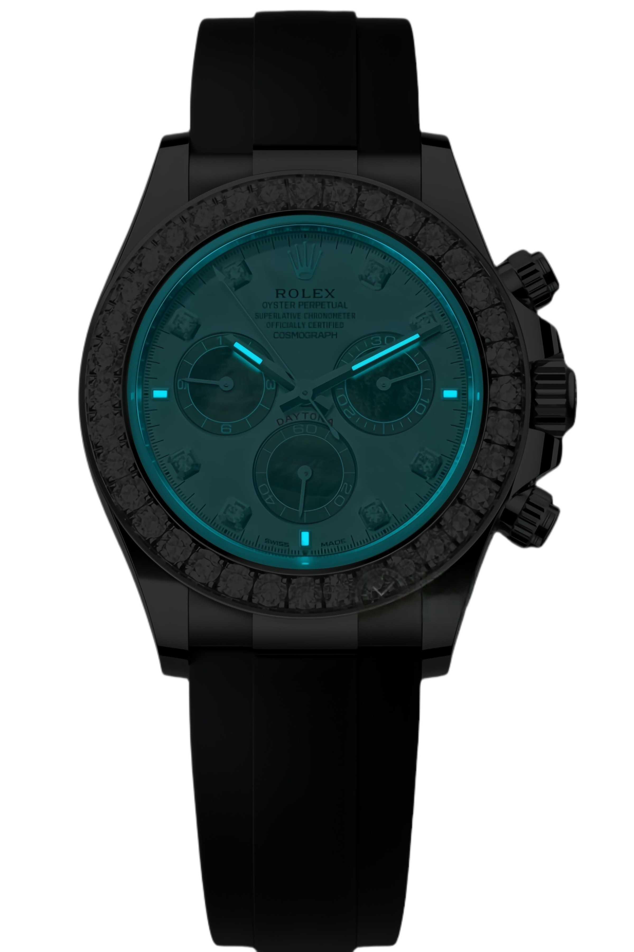 Rolex Daytona Diamond Bezel & Full-Pave Dial Super Clone Swiss Replica Watch Ref M126589RBR-0001 Swiss Movement