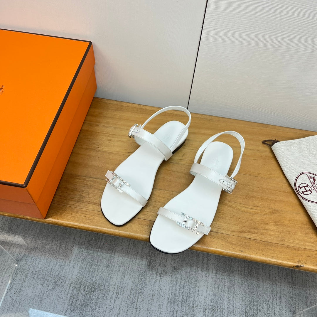 BUCKLE SANDAL WHITE CALFSKIN、mysite、Cacoeks