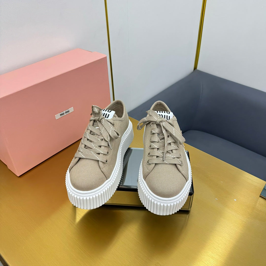 WASH SNEAKER IN DARK BEIGE DENIM、mysite、Cacoeks