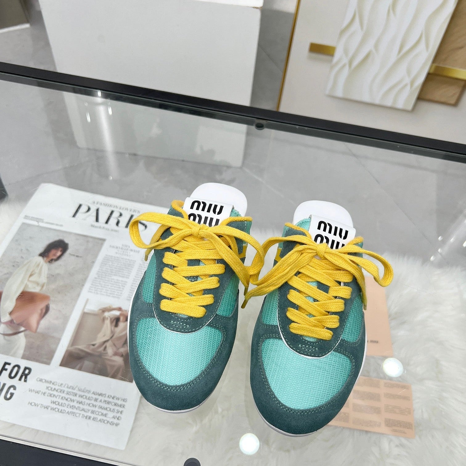 GYMNASIUM SNEAKERS MULES PERSIAN SUEDE AND DARK GREEN TECHNICAL FABRIC、mysite、Cacoeks