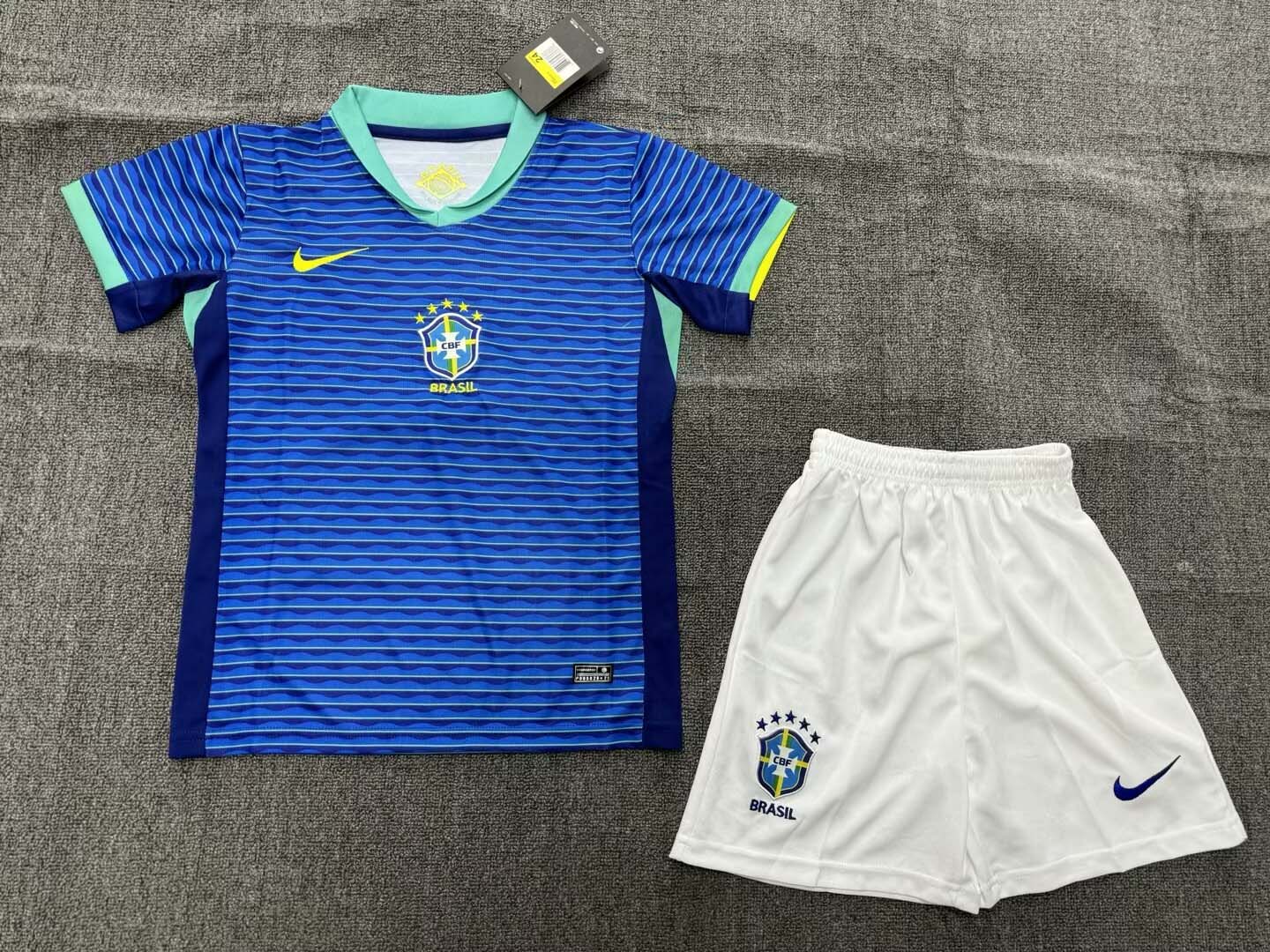 2024 Brazil Away Football Shirt Kids Size Suit-mysite Custom Football Kit- Nextkits
