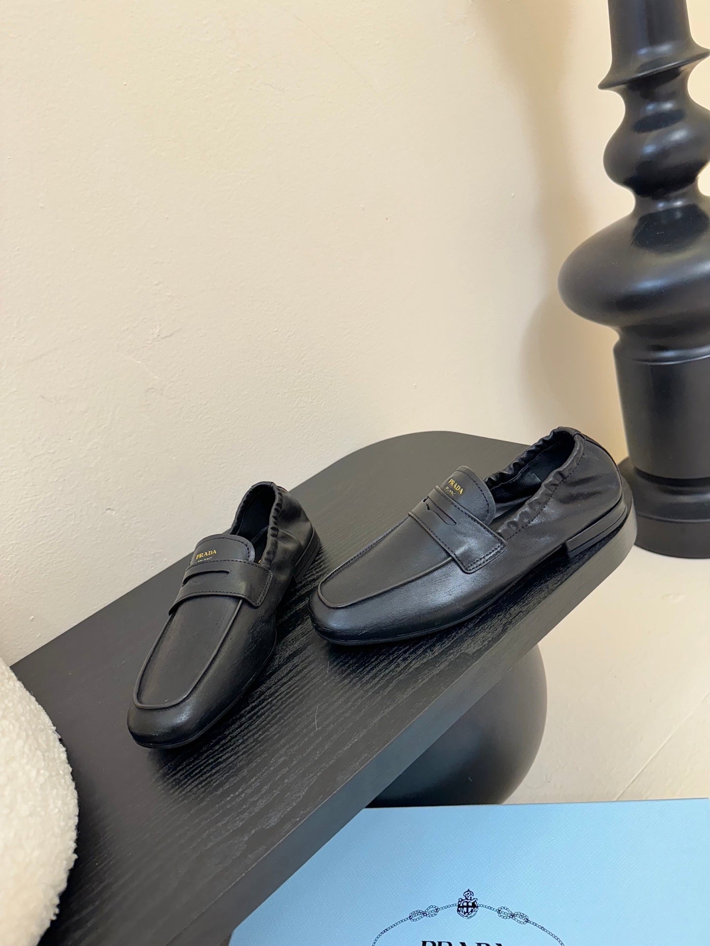 PRADA 25S SHUFFLE LOAFERS IN BLACK CALFSKIN、mysite、Cacoeks