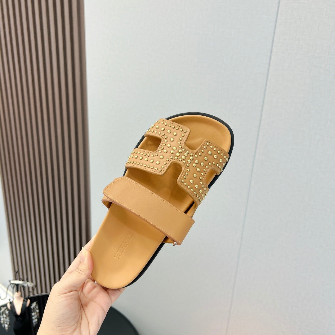 CHYPRE SANDAL LIGHT ORANGE CALFSKIN STYLIZED、mysite、Cacoeks