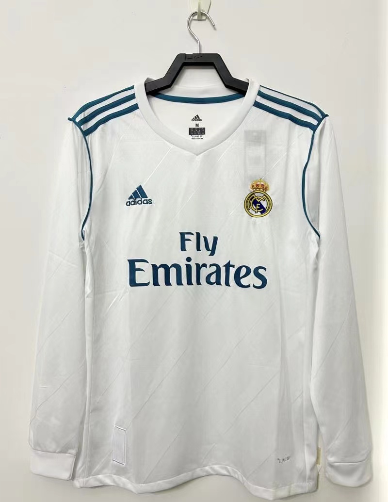 2017/2018 Retro Long Sleeve Real Madrid Home Football Shirt-mysite Custom Football Kit- Nextkits
