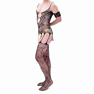Men Lace Sissy Black Fishnet Lingerie