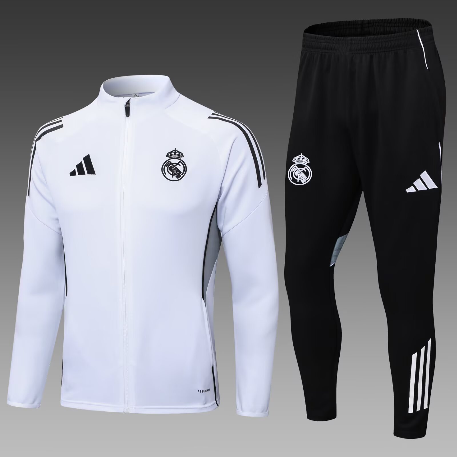 2025/2026 Real Madrid Long Zipped Jacket White Football Shirt Set:football jersey mysite: unitedjerseyfootball 邓江浪:football