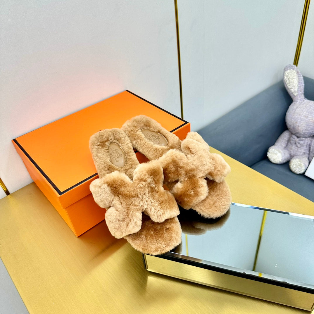 0RAN SHEARLING SANDALS PERU BROWN、mysite、Cacoeks