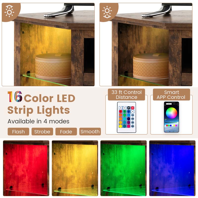 Eletriclife Fireplace Corner TV Stand with LED Lights and Smart APP Control for 50 Inches TV