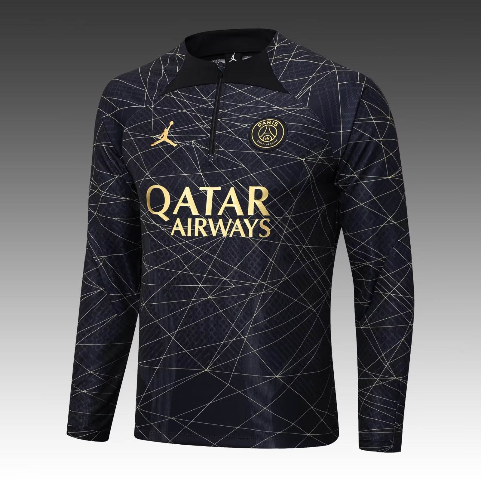 2022/2023 Psg Paris Saint-Germain Half-Pull Training Suit Black Gold Set:football jersey mysite: unitedjerseyfootball 邓江浪:football
