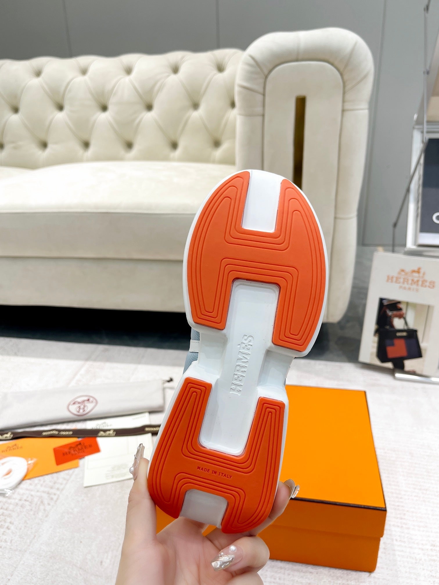 GIGA SNEAKER IN POWDER BLUE STITCHED MESH AND WHITE CALFSKIN、mysite、Cacoeks