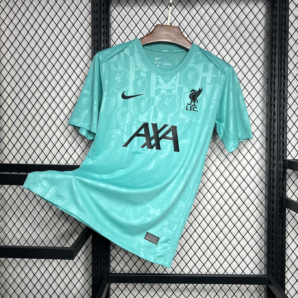 JerseysGala.com | Liver.pool 24-25 Cyan-blue Pre-match Training Jersey - Fans Version -Customize Name, Number and Patch | Worldwide Shipping