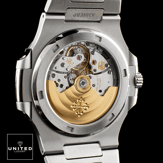 Patek Philippe Nautilus Green Replica 3 Patek Philippe 5711_1A-014 Stainless Steel Case Replica black background upside view