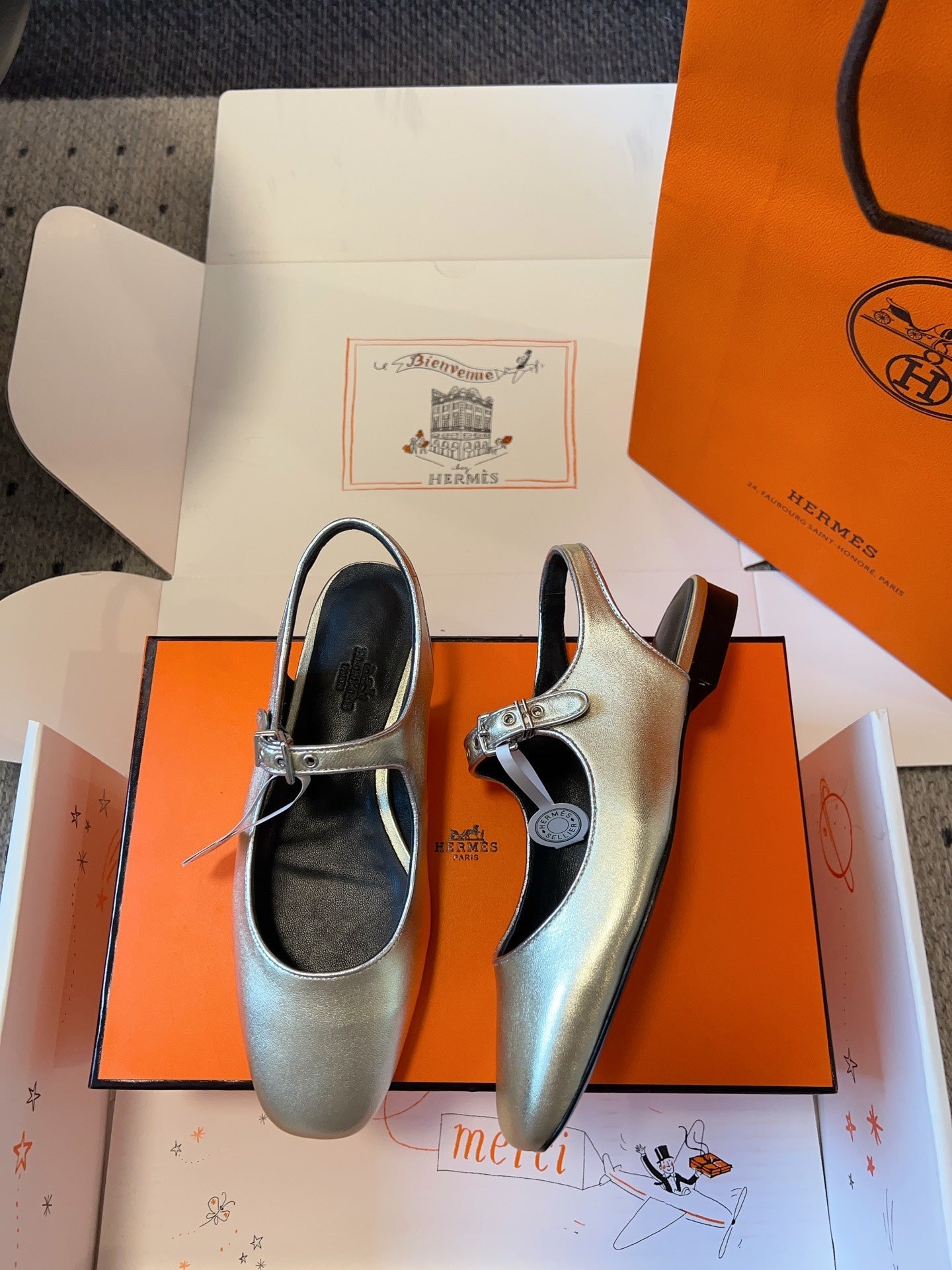 KLEO SLINGBACK IN SILVER CALFSKIN、mysite、Cacoeks
