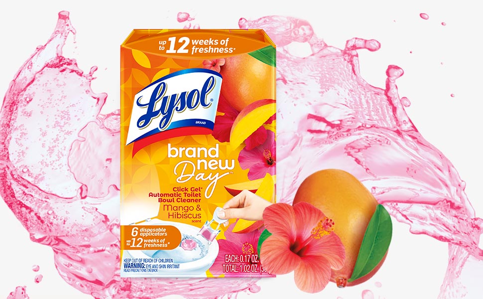 Lysol Click Gel Toilet Bowl Claner - Brand New Day Mango & Hibiscus