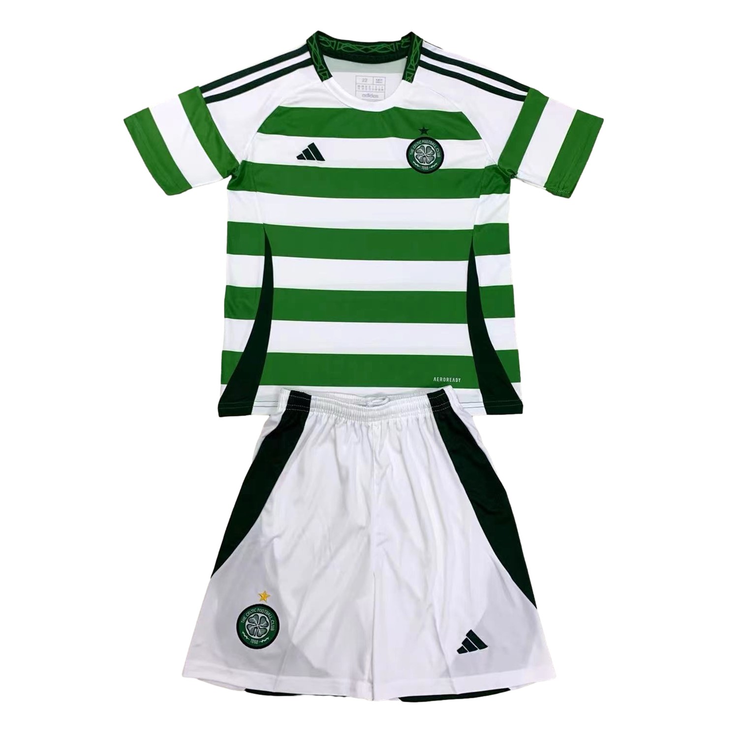 Higojerseys-Celtic 24-25 Home Stadium Kids Kit - No Sponsor Version