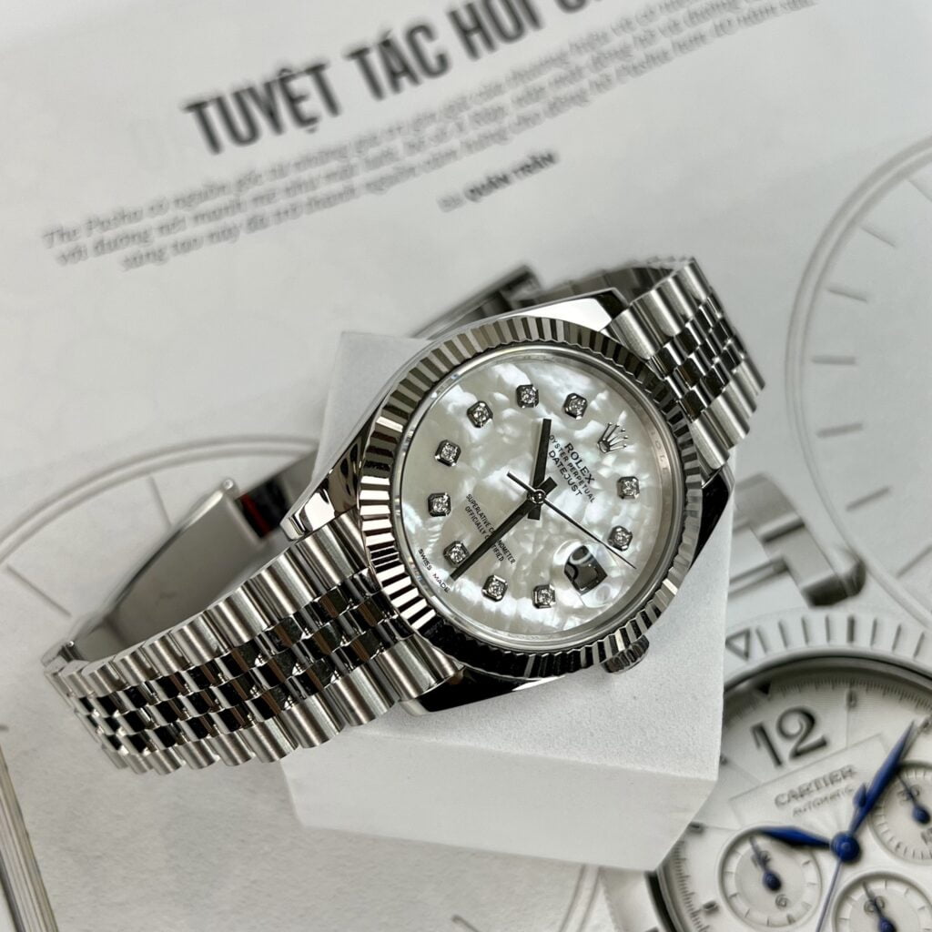 Đồng Hồ Rolex Nam Rep 11 Độ Mặt Xà Cừ Cọc Moissanite DateJust 41mm (1)