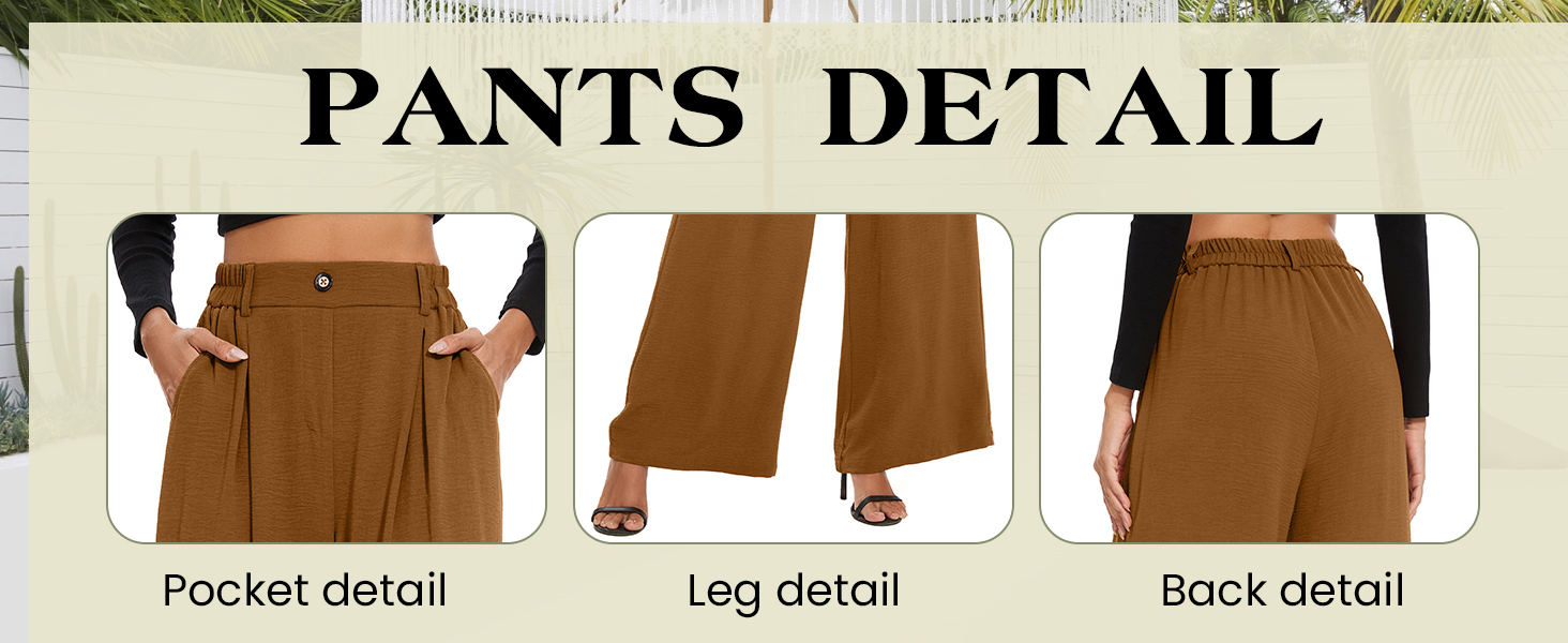 FUNYYZO Women Palazzo Pants High Elastic Waisted Casual Trousers Wide Leg Long 