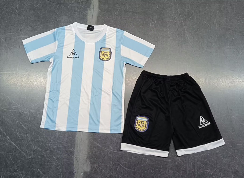 1986 Retro Argentina Home Football Shirt Kids Size Suit-mysite Custom Football Kit- Nextkits