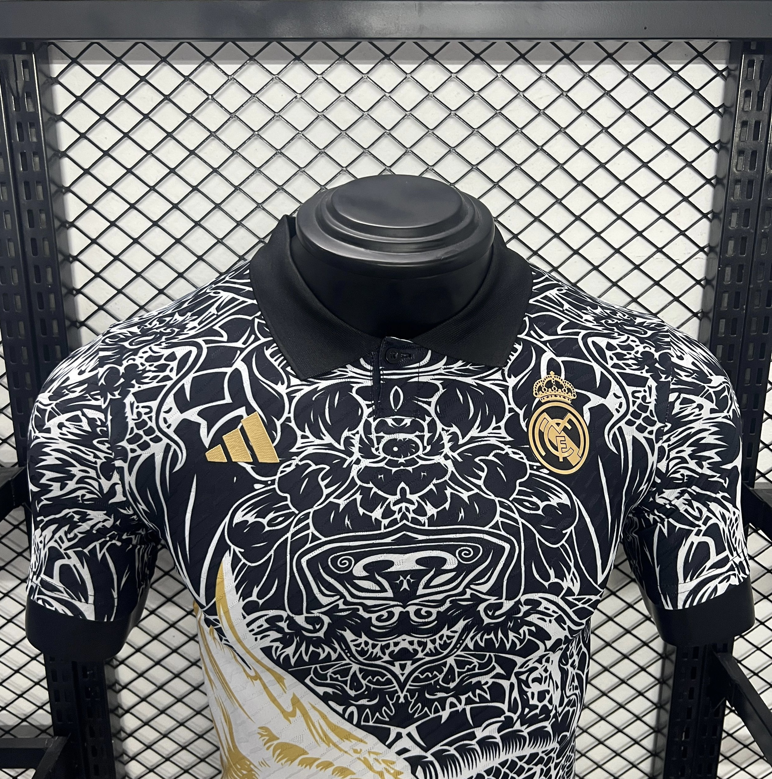 JerseysGala.com | Real Madrid 24-25 White Dragon Special Edition Black Jersey - Player Version -Customize Name, Number and Patch | Worldwide Shipping