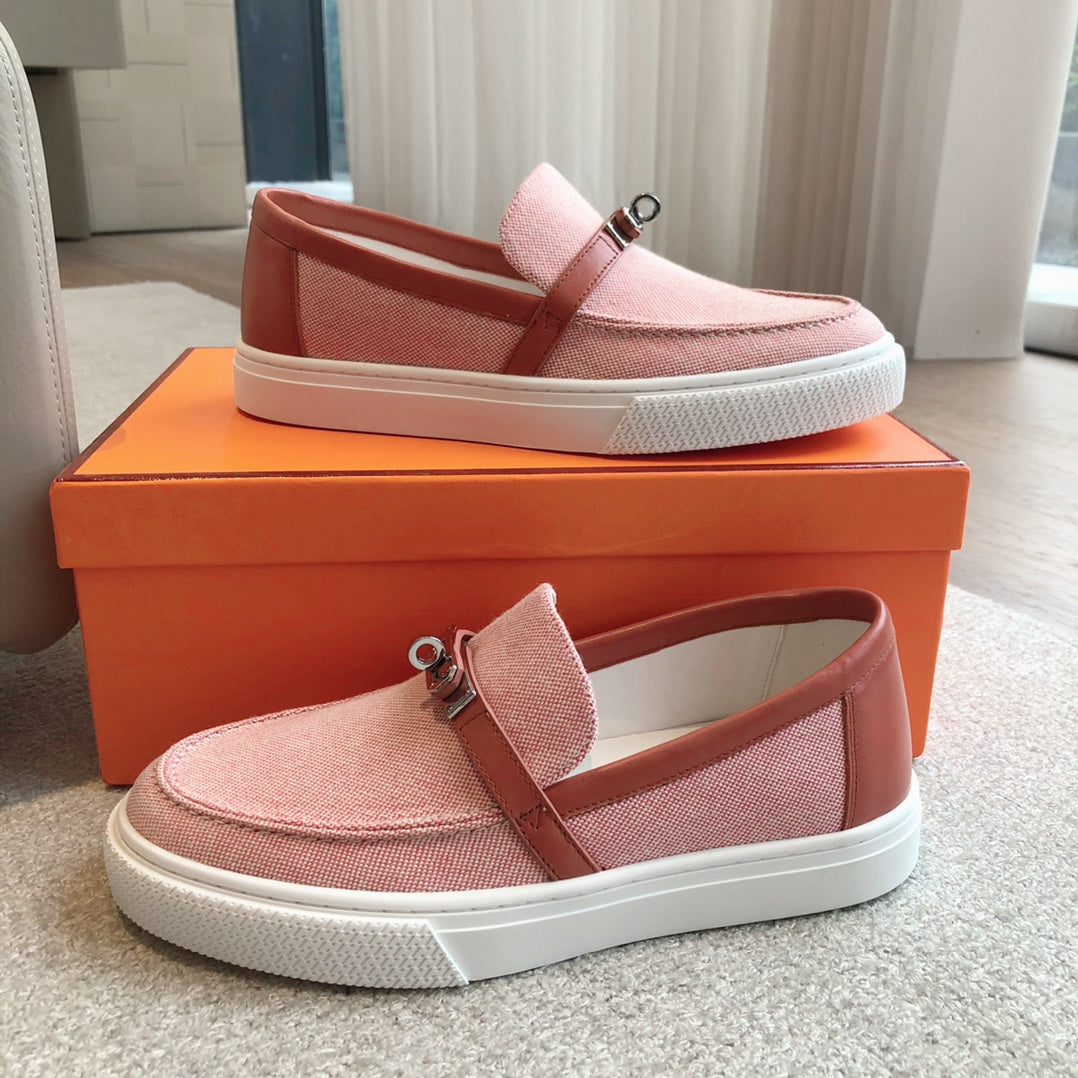 GAME SLIP-ON SNEAKER LIGHT PINK FABRIC AND CALFSKIN、mysite、Cacoeks