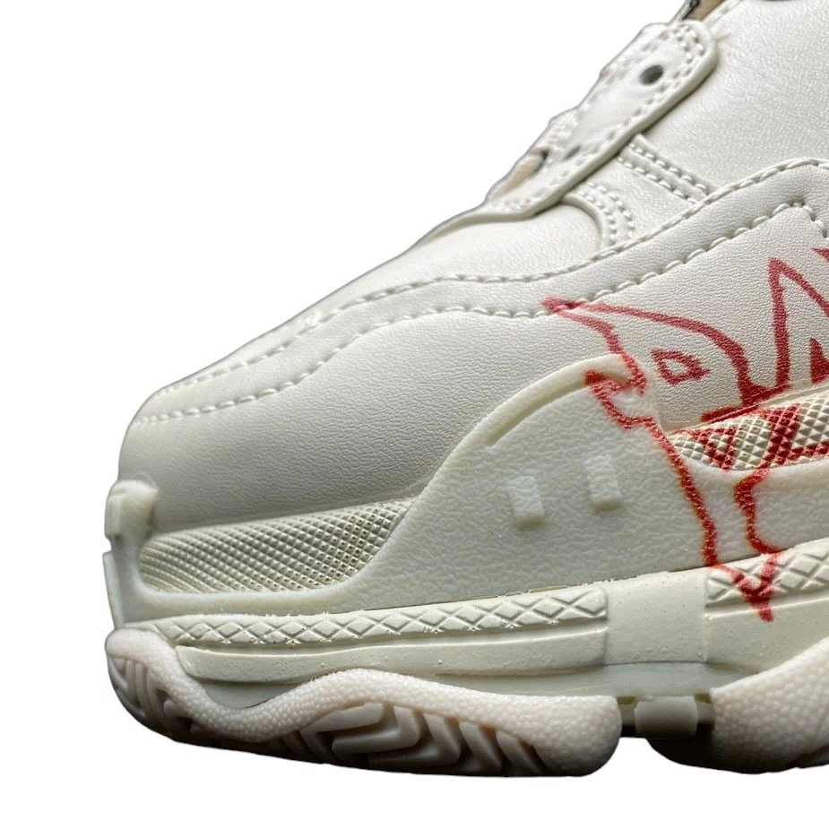 Balenciaga DIY Metal Artwork Printed Cowskin Triple S Sneaker in White Red、mysite、Cacoeks
