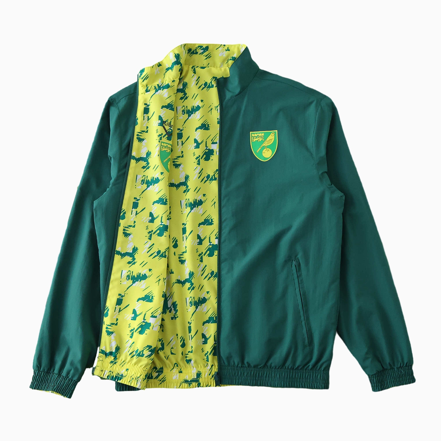 Funinjersey-Norwich City 1992-94 Retro Style Double Sided Reversible Windbreaker - Green & Yellow