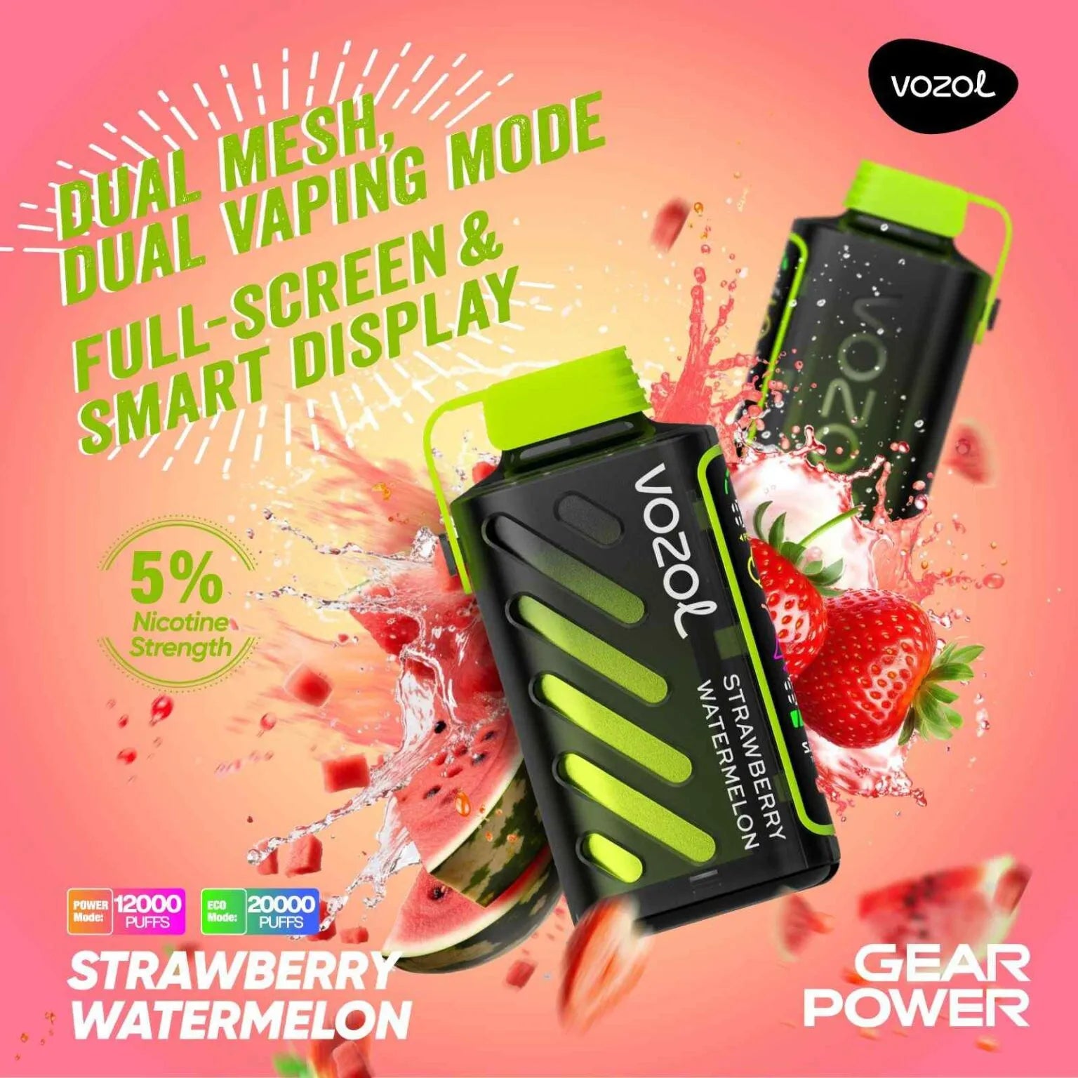  VOZOL Gear Power 20000 Puffs 50mg Dual Mode Disposable Vapevpae005 vapeing vape