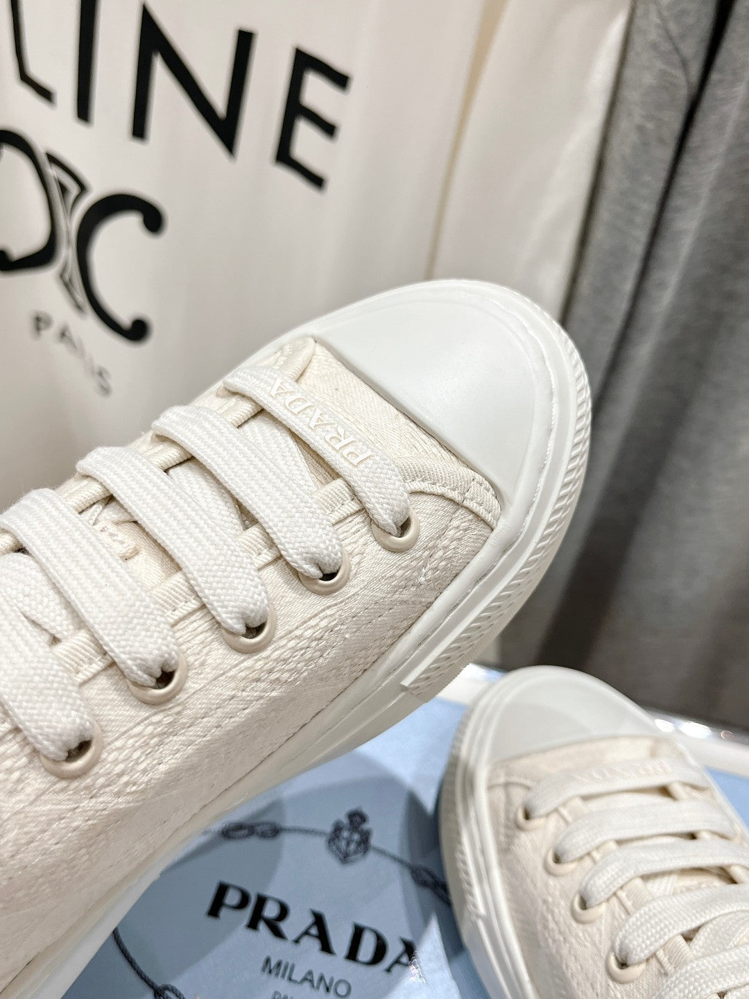 PRA PRINTED COTTON SNEAKERS WHITE CANVAS、mysite、Cacoeks