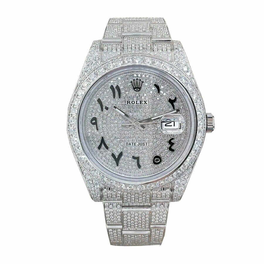 rolex datejust white gold diamond arabic dial iced out 116623 2