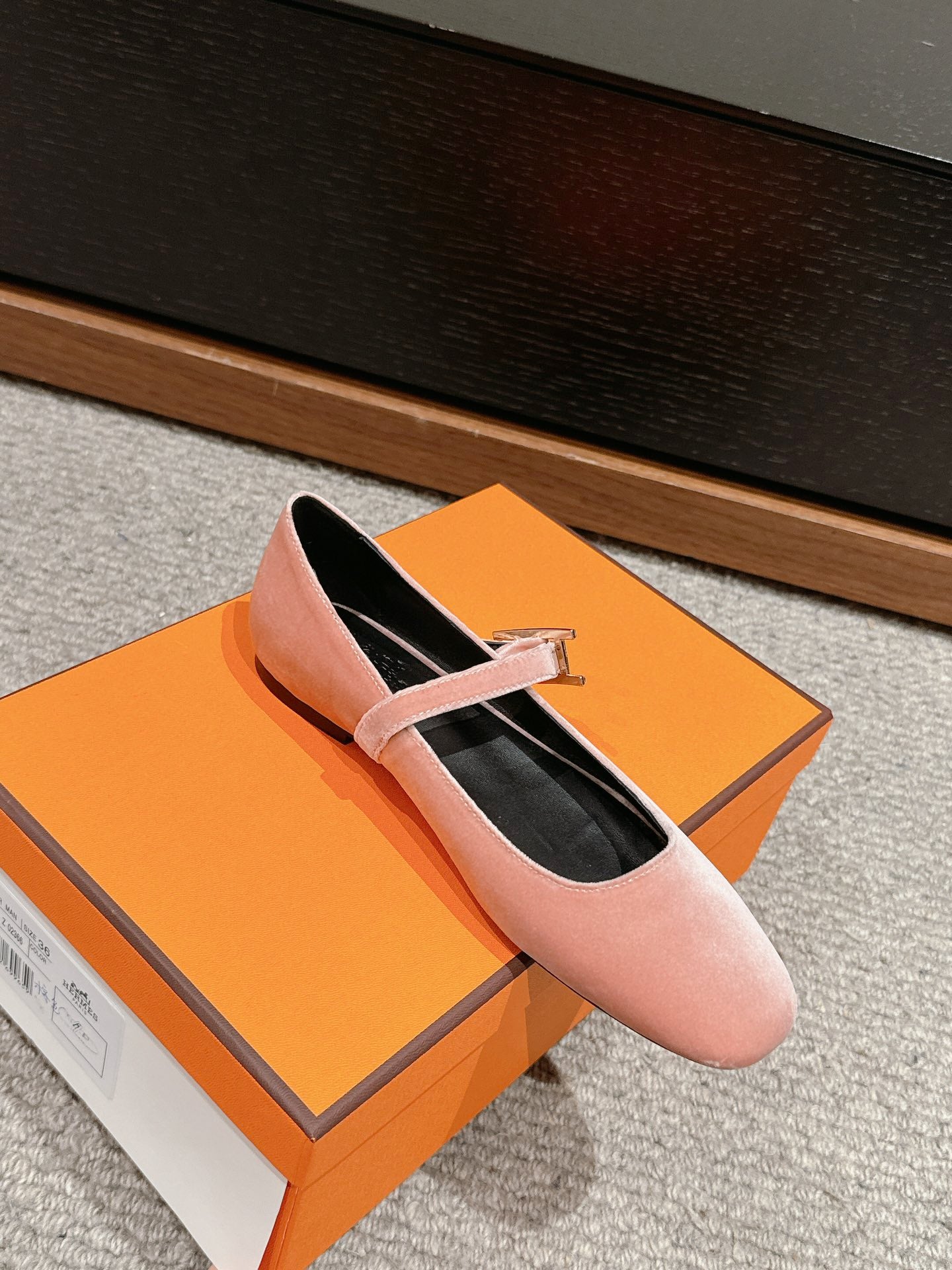 JANE BALLET FLAT PEACHY PINK VELVET、mysite、Cacoeks