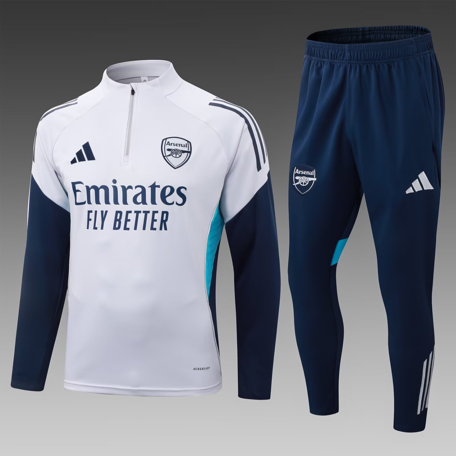2025/2026 Arsenal Half-Pull Training Suit Light Gray Football Shirt 1:1 Thai Quality Set:football jersey mysite: unitedjerseyfootball 邓江浪:football