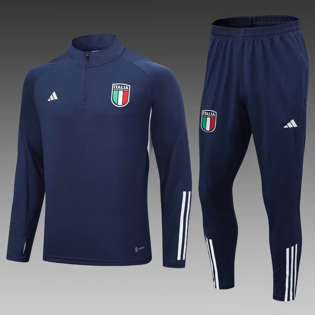 2023 Italy Half-Pull Training Suit Royal Blue Soccer Shirt Set-mysite Custom Football Kit- Nextkits