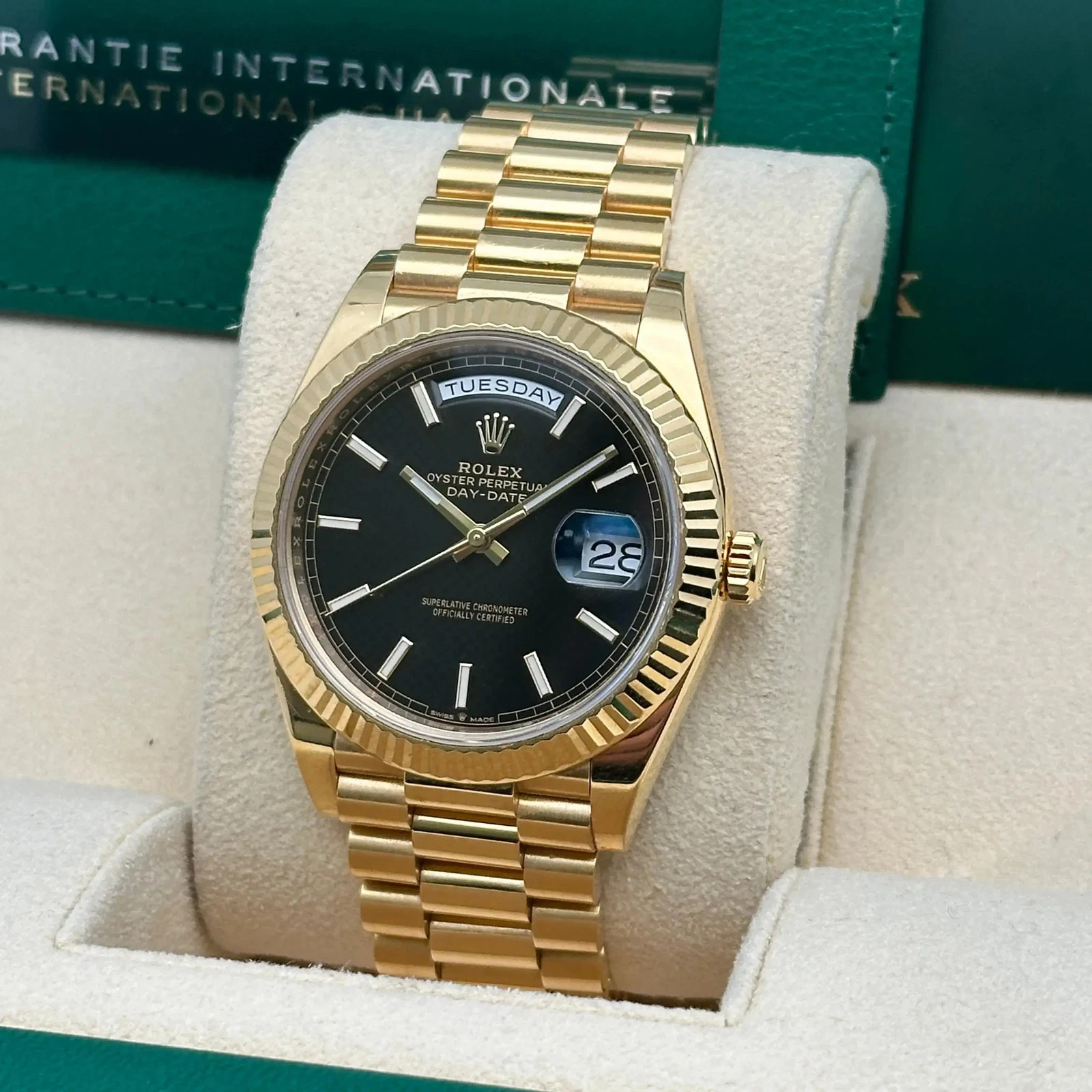 Rolex Day-Date Super Clone Swiss Replica Watch Ref M228238-0067 Black Dial 3255 Swiss Movement