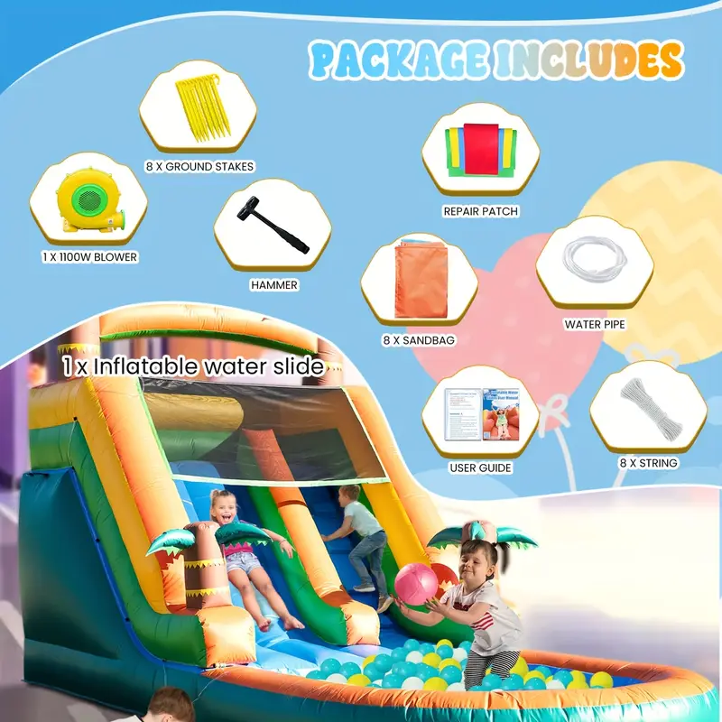 commercial grade bounce house water slide 21x9x12 inflatable with pool for kids and adults with blower wet dry use fun details 2