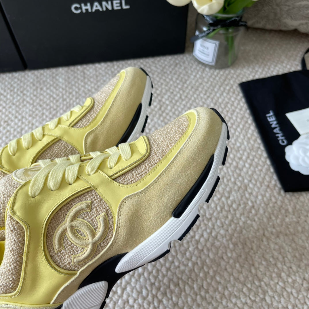 CC SNEAKER IN LIGHT YELLOW WOOL TWEED AND SUEDE、mysite、Cacoeks