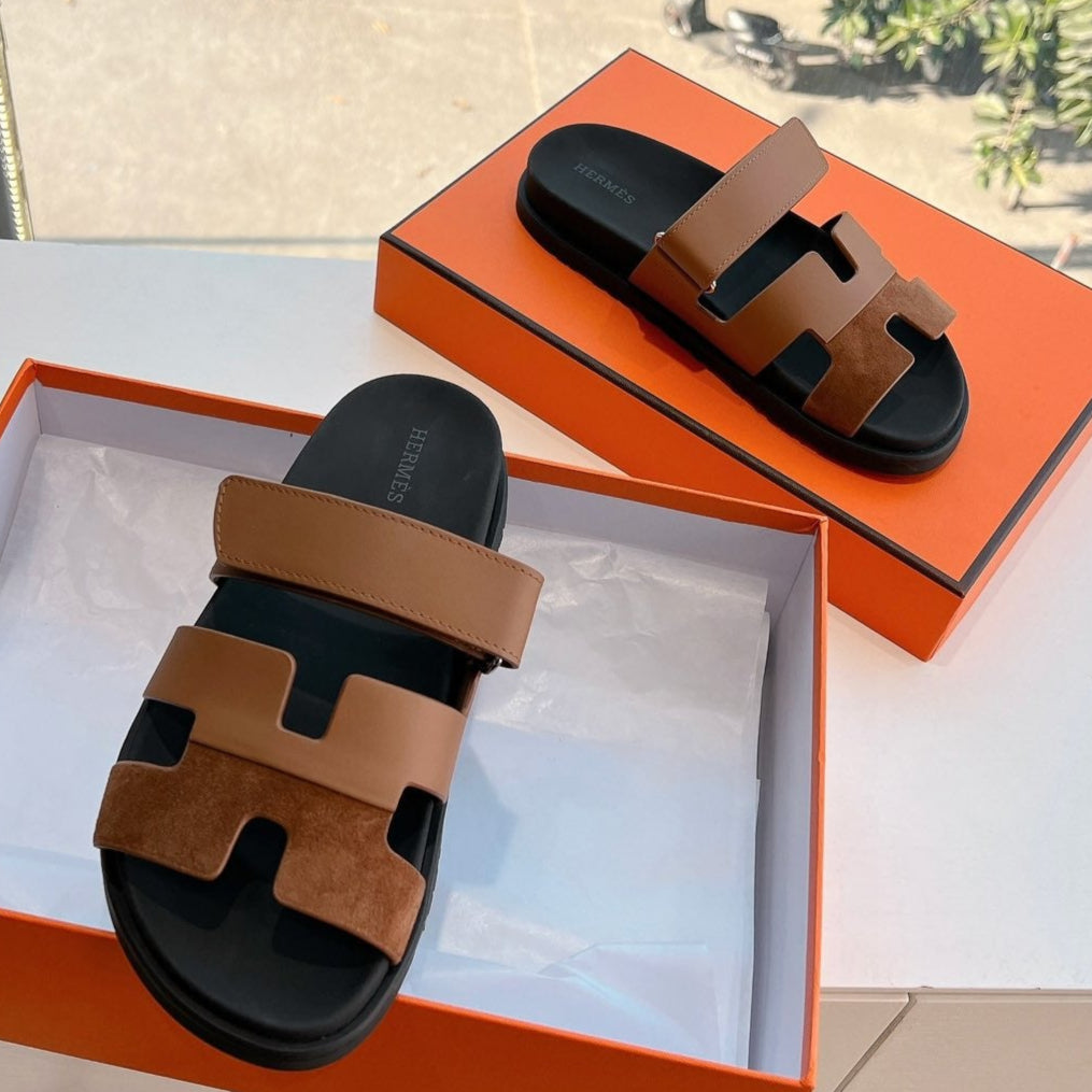 CHYPRE SANDAL IN BRONZE BROWN SUEDE AND CALFSKIN、mysite、Cacoeks