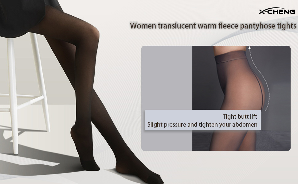 Fleece Lined Tights Sheer Women