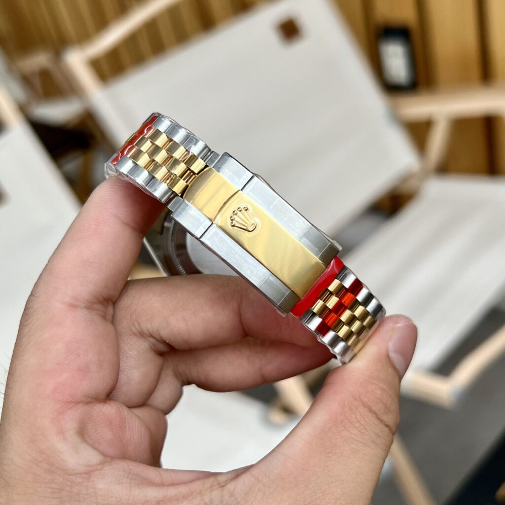 Đồng Hồ Rolex DateJust 126283RBR Mặt Lá Cọ Màu Vàng Fake 11 36-41mm (1)