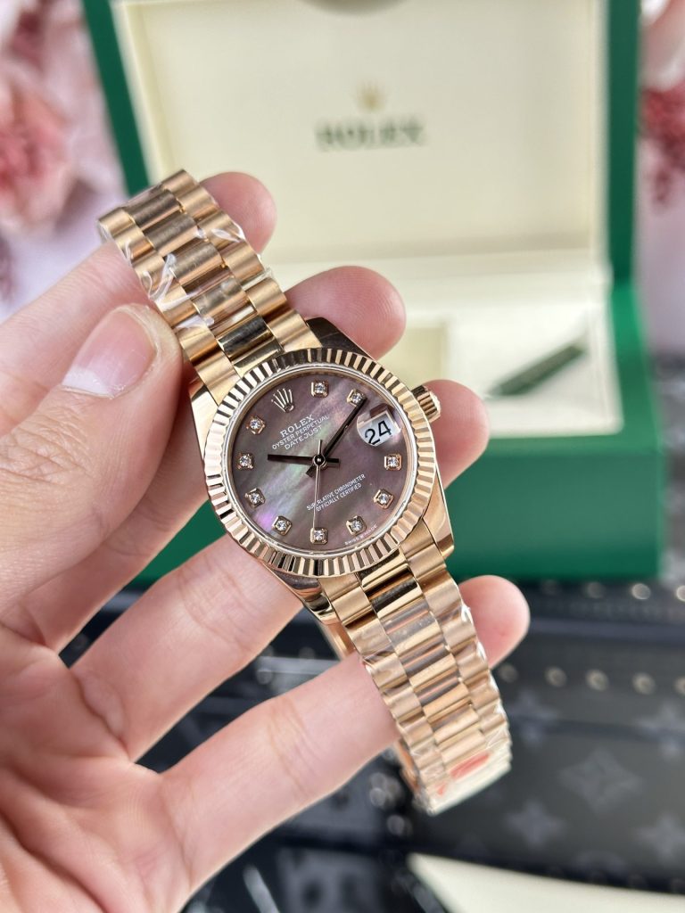 Đồng Hồ Rolex DateJust Rose Gold 178275 Nữ Mặt Xà Cừ Tím Replica 11 31mm (2)