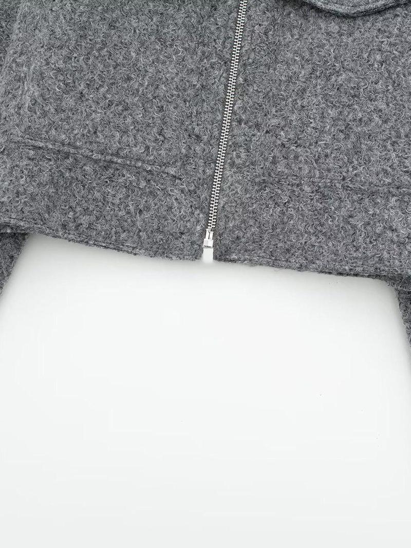 Women's Straight Shoulder Zipper Jacket, Fashion Casual Long Sleeve Outerwear, Daily Outdoor Wear, Fall & Winter Women's Clothing