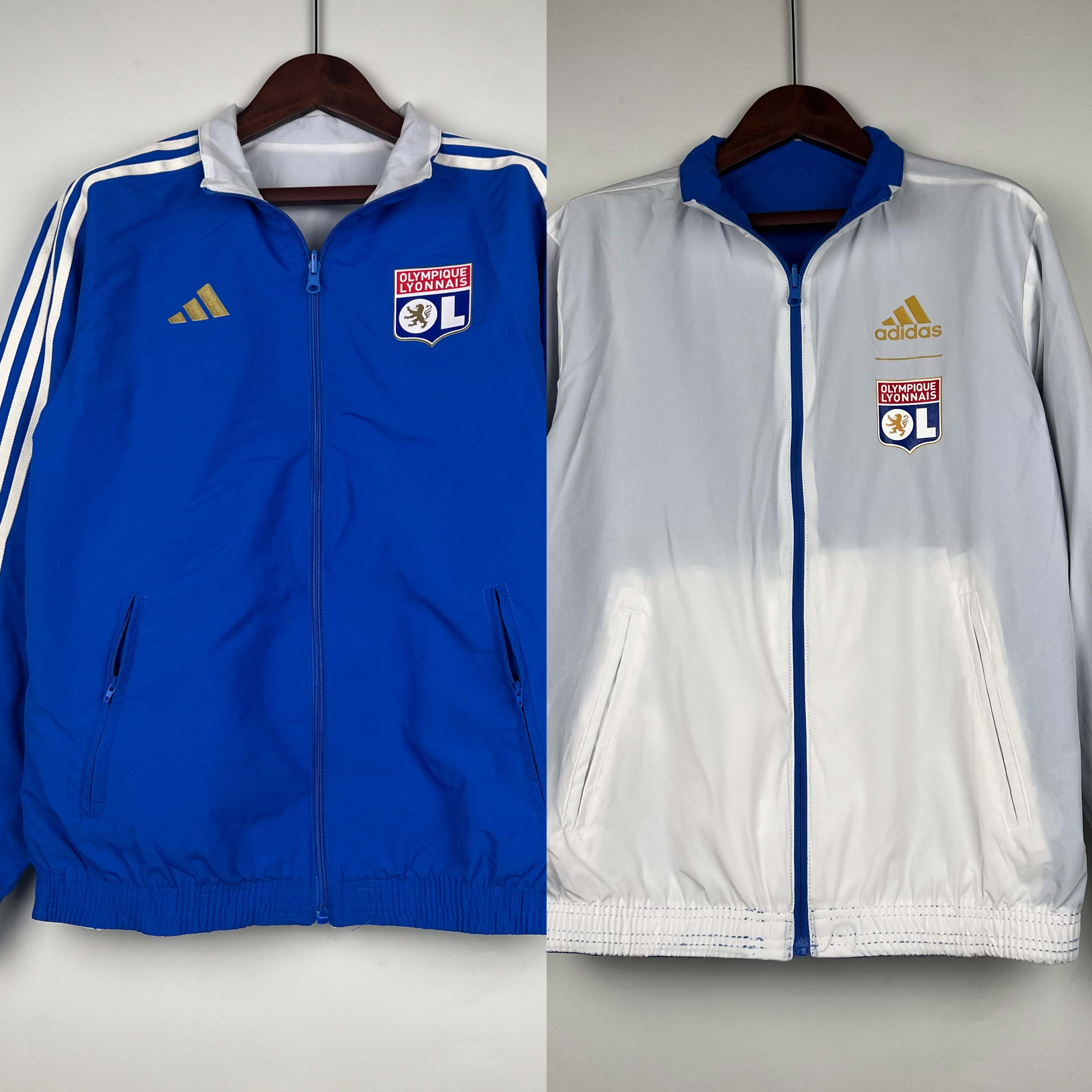 2023/2024 Lyon Reversible Windbreaker(Blue-white)Soccer Jersey 1:1 Thai Quality:football jersey mysite: unitedjerseyfootball 邓江浪:football