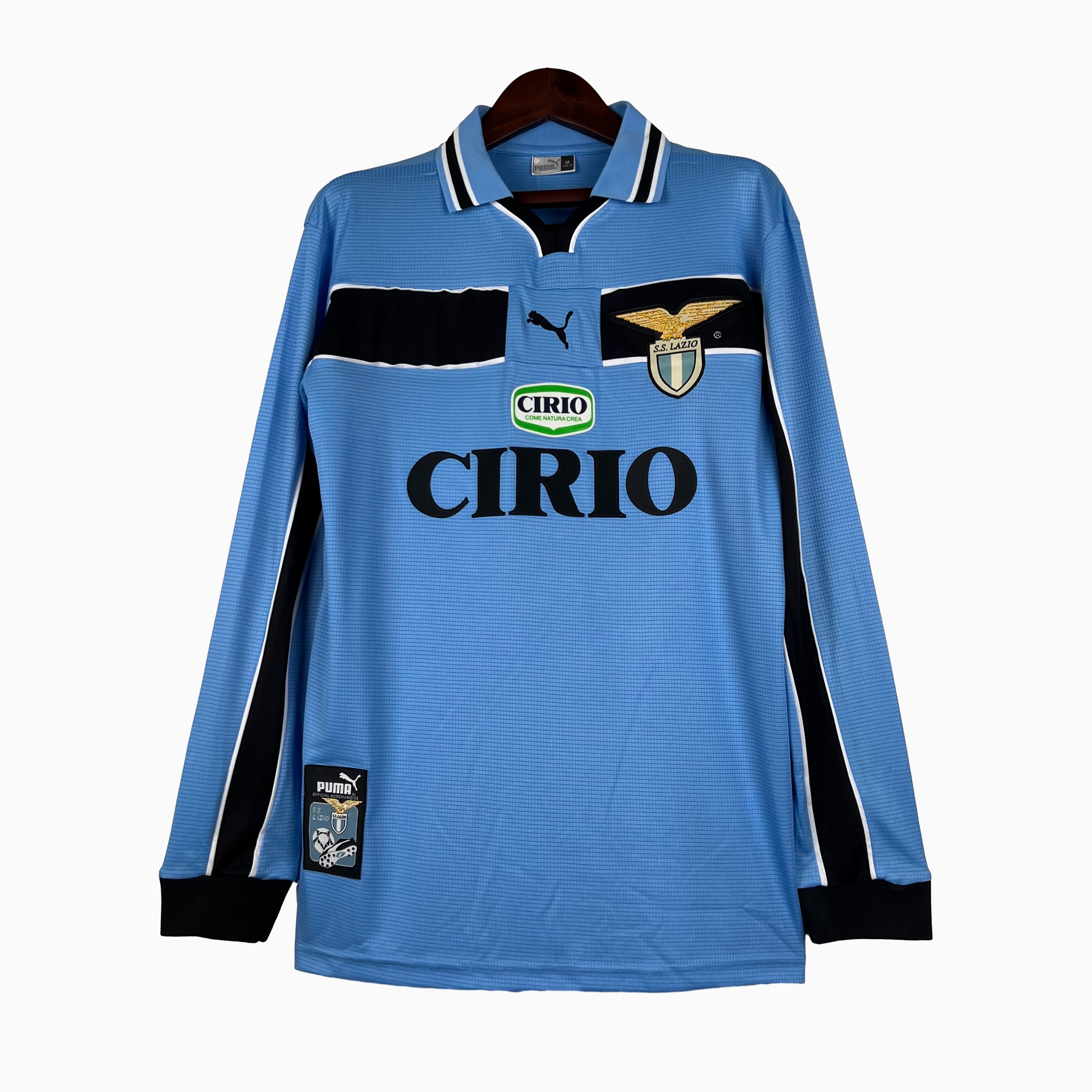 ManixJersey.com | Retro Lazio 1998-00 Home Stadium Long Sleeve Jersey -Customize Name, Number and Patch | Worldwide Shipping