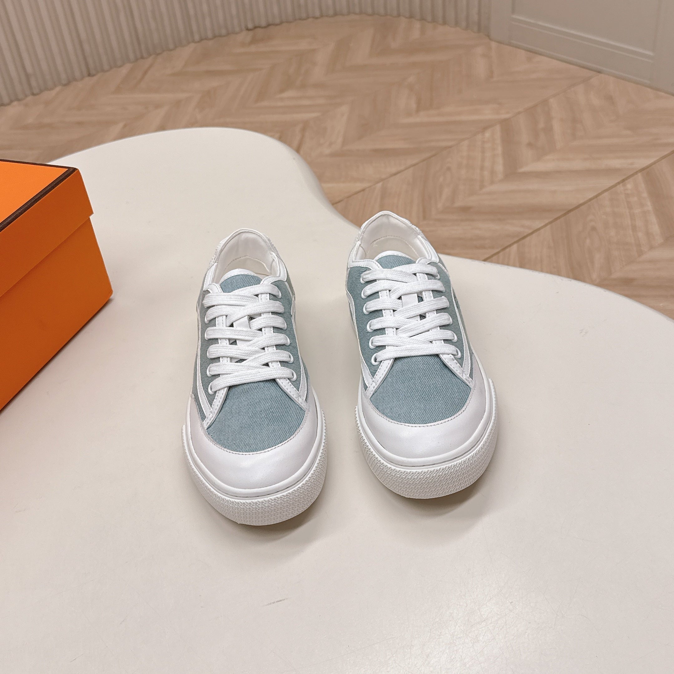 HM 25S SNEAKER LOW SPORTS IN BLUE DENIM MIX WHITE LAMBSKIN、mysite、Cacoeks