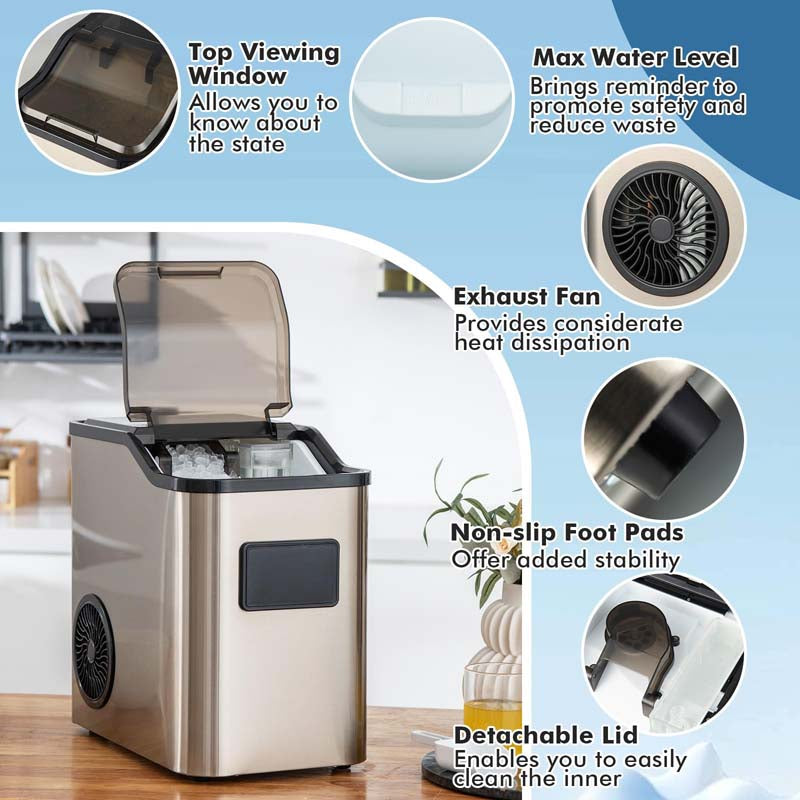 Eletriclife Countertop Nugget Ice Maker with 2 Ways Water Refill Self-Cleaning